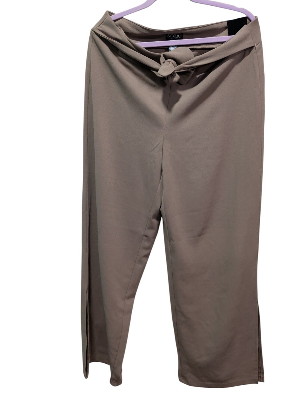 New Soho Brown Slit Leg Pant